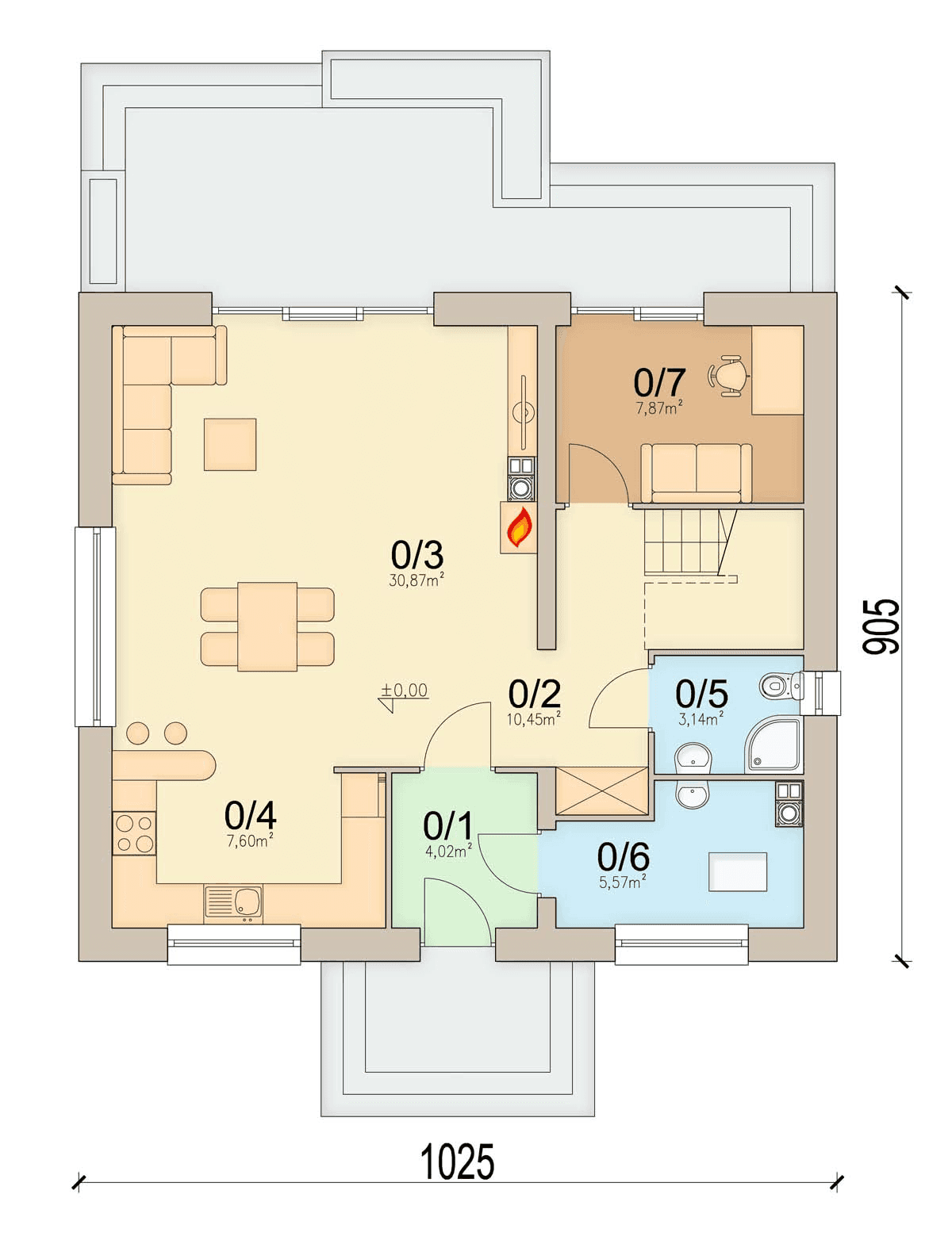 rzut parteru domu jednorodzinnego Mokka Rodzimek