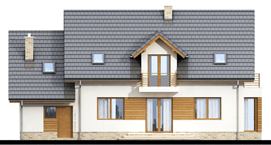 Elewacja prawa domu jednorodzinnego Roibos