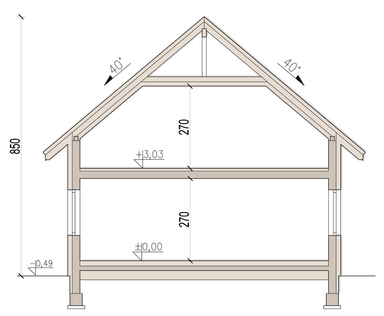 Przekrój domu jednorodzinnego Roibos
