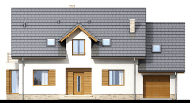 Elewacja frontowa domu jednorodzinnego Roibos