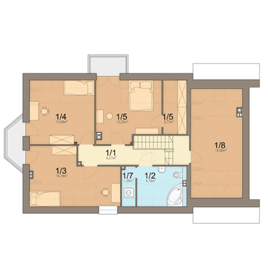 Rzut poddasza domu jednorodzinnego Roibos