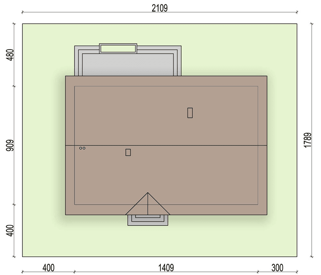 Rzut usytuowania domu jednorodzinnego Sezam 2 na działce