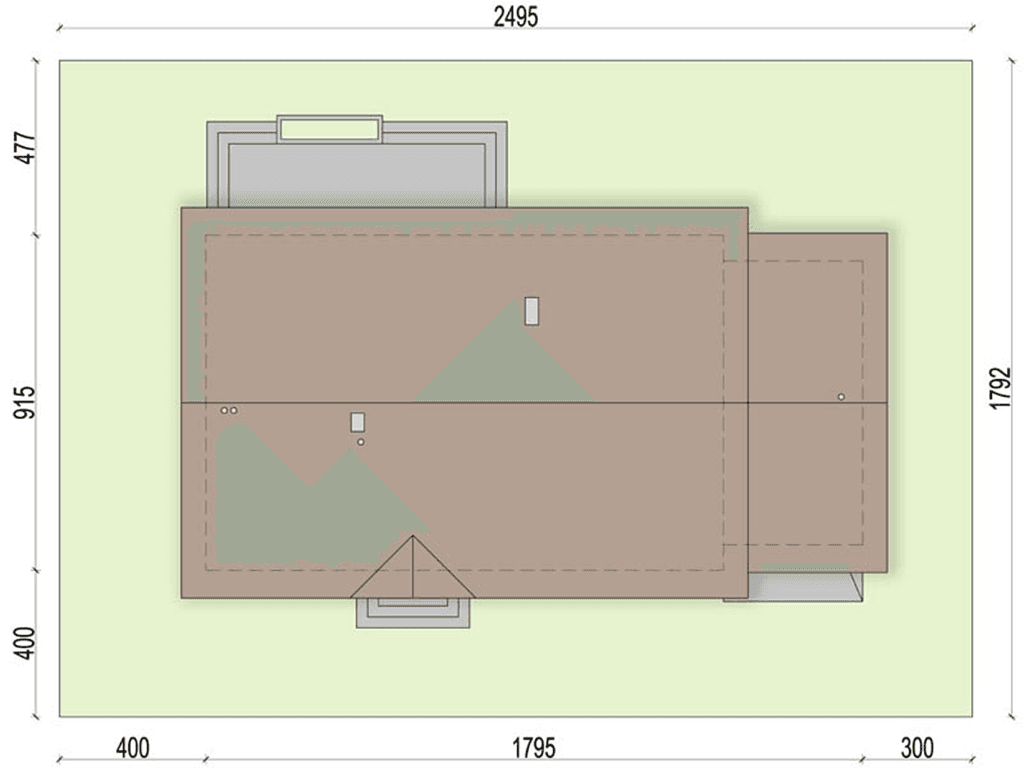 Rzut usytuowania domu jednorodzinnego Sezam 2 G1 na działce