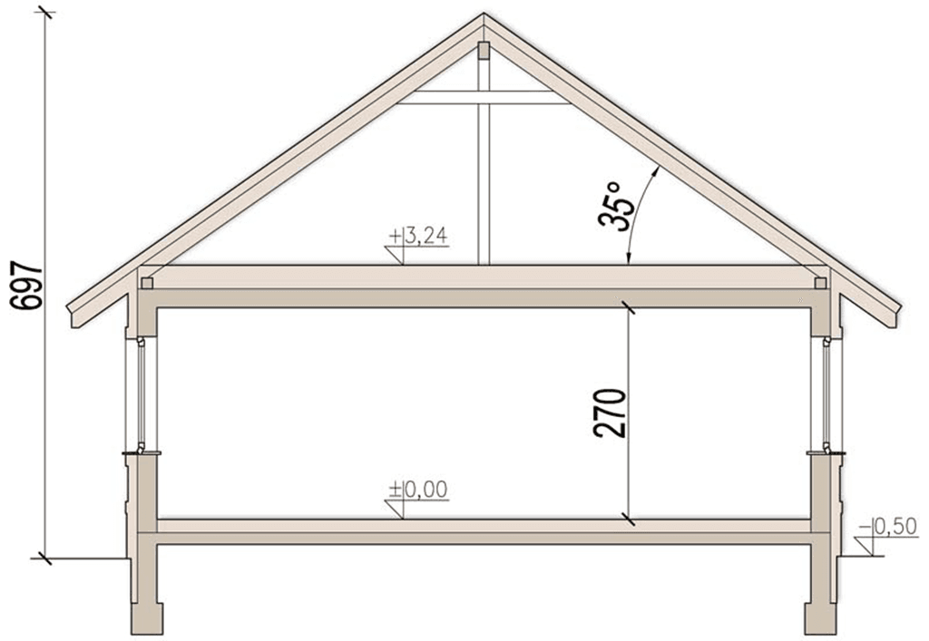 Przekrój domu jednorodzinnego Sezam 2 G1