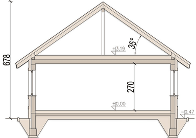 Przekrój domu jednorodzinnego Sezam