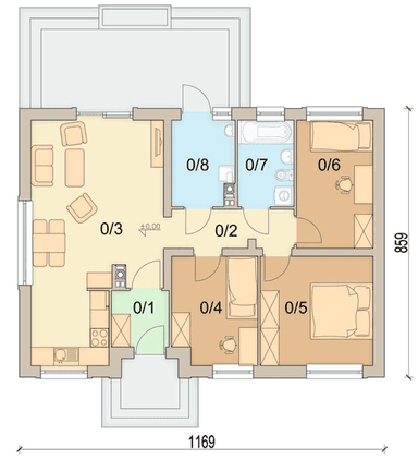 Rzut usytuowania domu jednorodzinnego Sezam na działce