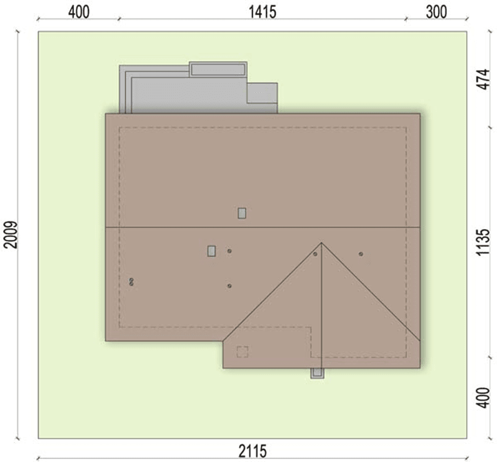 Rzut usytuowania domu jednorodzinnego Sezam 3 na działce