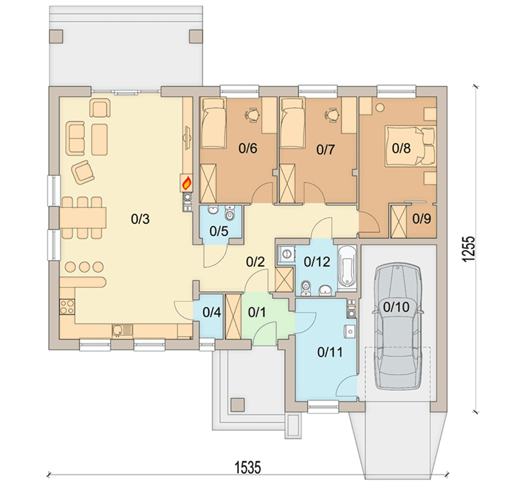 rzut parteru domu jednorodzinnego Sezam 4