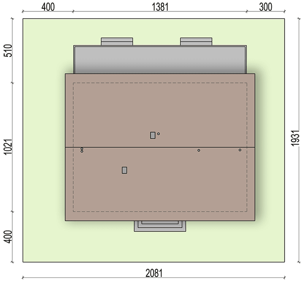 rzut usytuowania domu jednorodzinnego Sezam modern