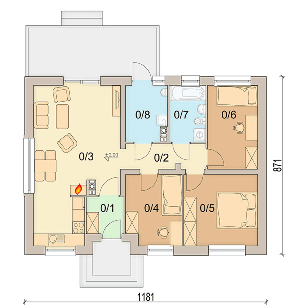 rzut parteru domu jednorodzinnego Sezam modern