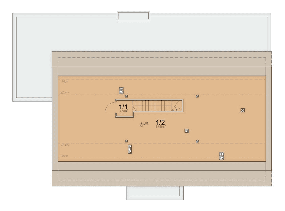 Rzut poddasza domu jednorodzinnego Solido 2