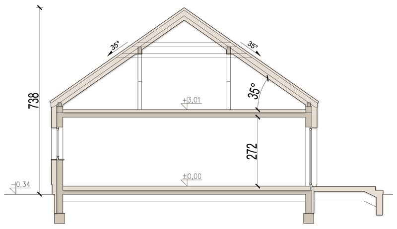 Przekrój domu jednorodzinnego Solido