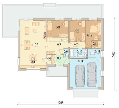 Rzut parteru domu jednorodzinnego Solido