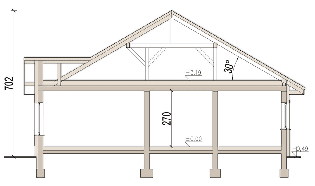 Przekrój domu jednorodzinnego Szafran 2