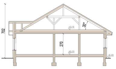 Przekrój domu jednorodzinnego Szafran 2