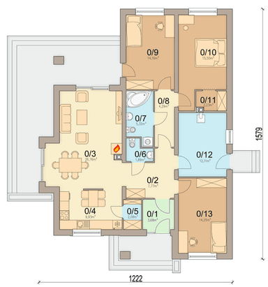 Rzut parteru domu jednorodzinnego Szafran 2