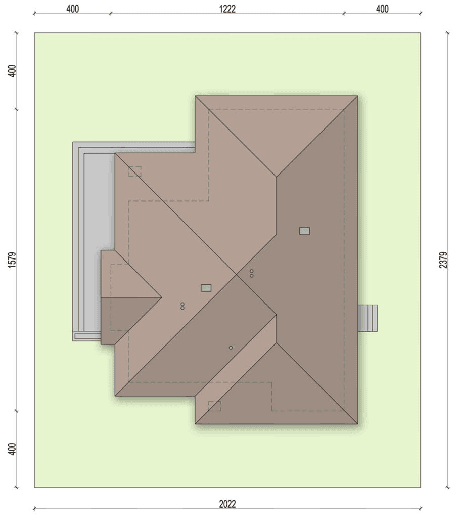 Rzut usytuowania domu jednorodzinnego Szafran 2 na działce