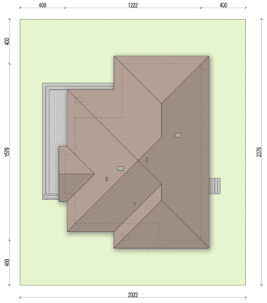 Rzut usytuowania domu jednorodzinnego Szafran 2 na działce