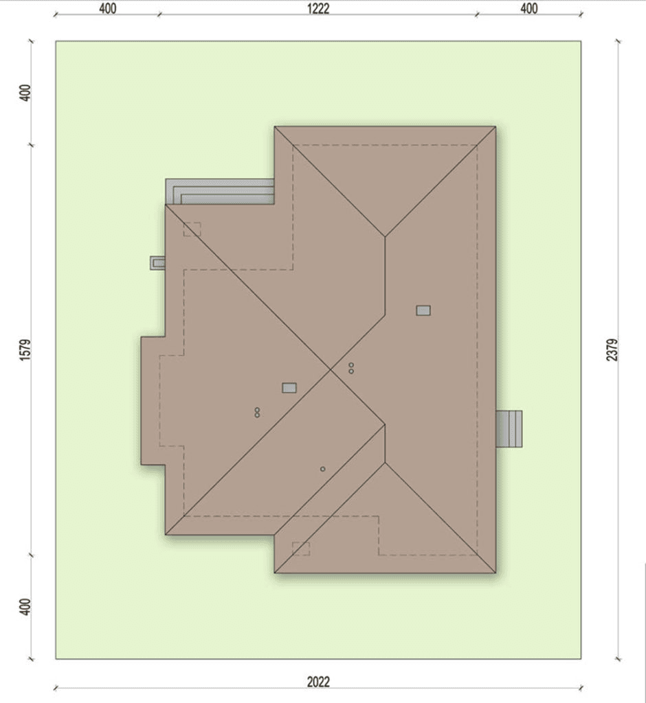 Rzut usytuowania domu jednorodzinnego Szafran na działce