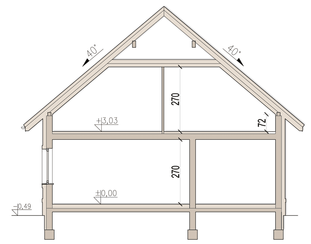 przekrój domu jednorodzinnego Tamarillo 2