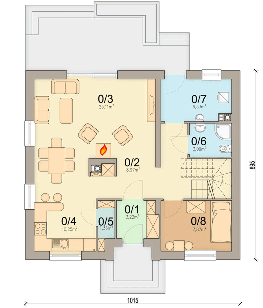 rzut parteru domu jednorodzinnego Tamarillo 2