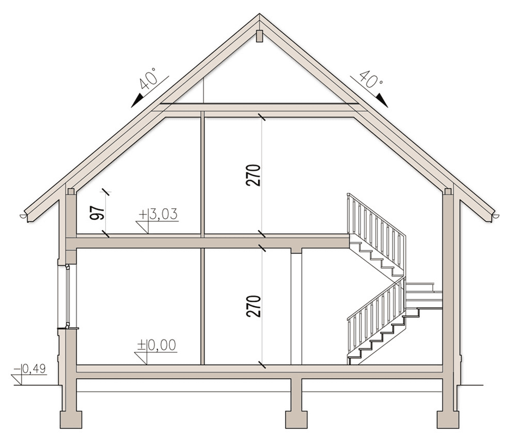 Przekrój domu jednorodzinnego Tamarillo 3