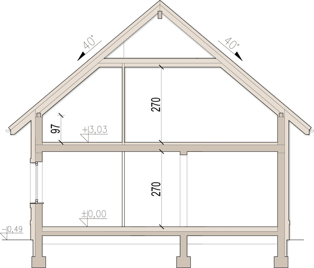 Przekrój domu jednorodzinnego Tamarillo 3 G1