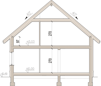 Przekrój domu jednorodzinnego Tamarillo 3 G1