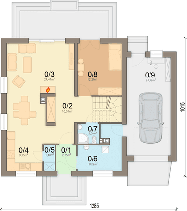 Rzut parteru domu jednorodzinnego Tanarillo 3 G1