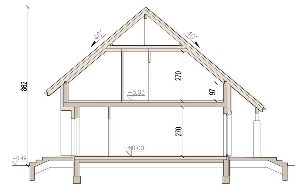 przekrój domu jednorodzinnego Tamarillo 4