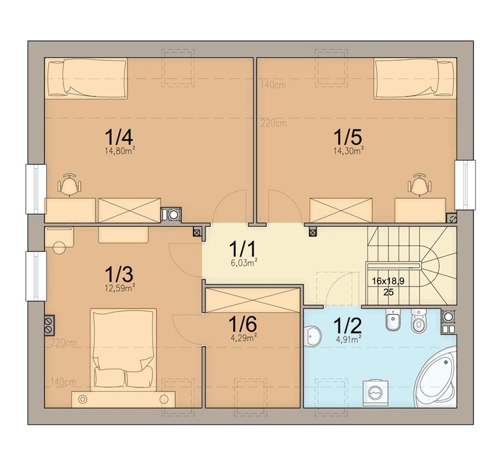 rzut poddasza domu jednorodzinnego Tamarillo 4