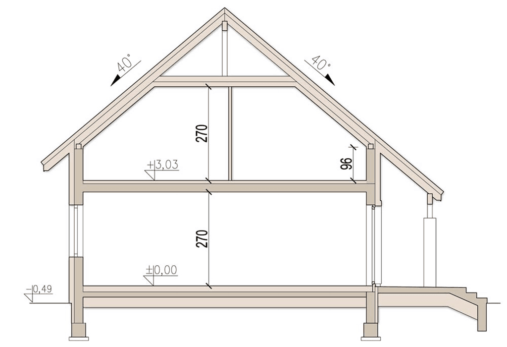 Przekrój domu jednorodzinnego Tamarillo