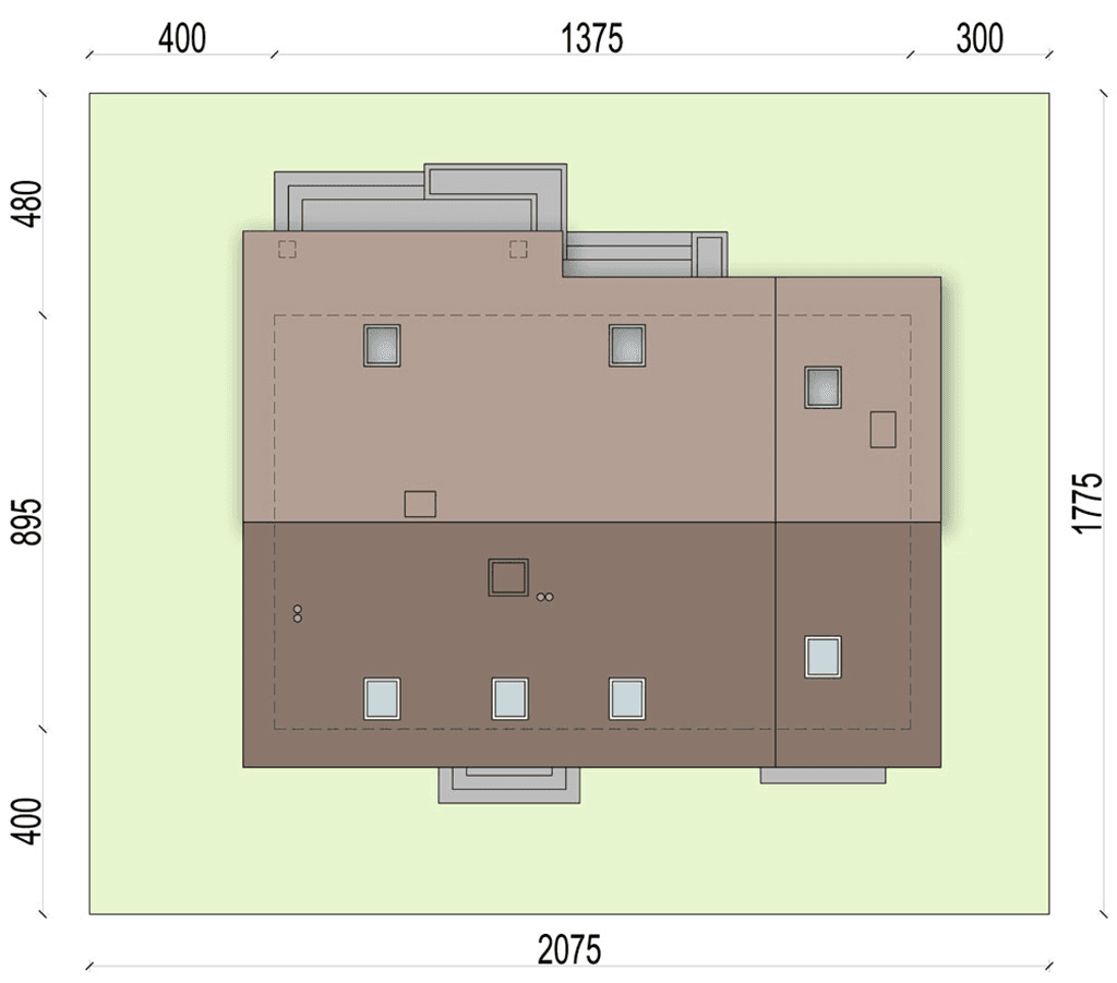Rzut usytuowania domu jednorodzinnego Tamarillo 5 na działce