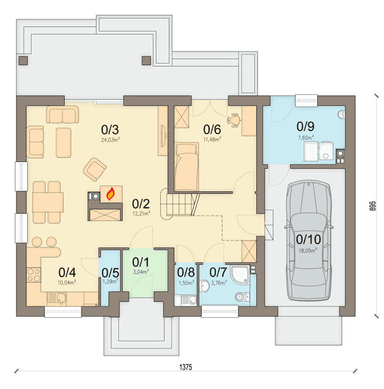 Rzut parteru domu jednorodzinnego Tamarillo 5