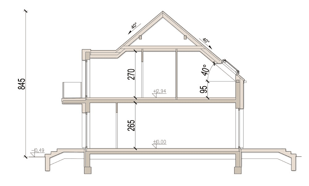 Przekrój domu jednorodzinnego Tamarillo 6 modern s2