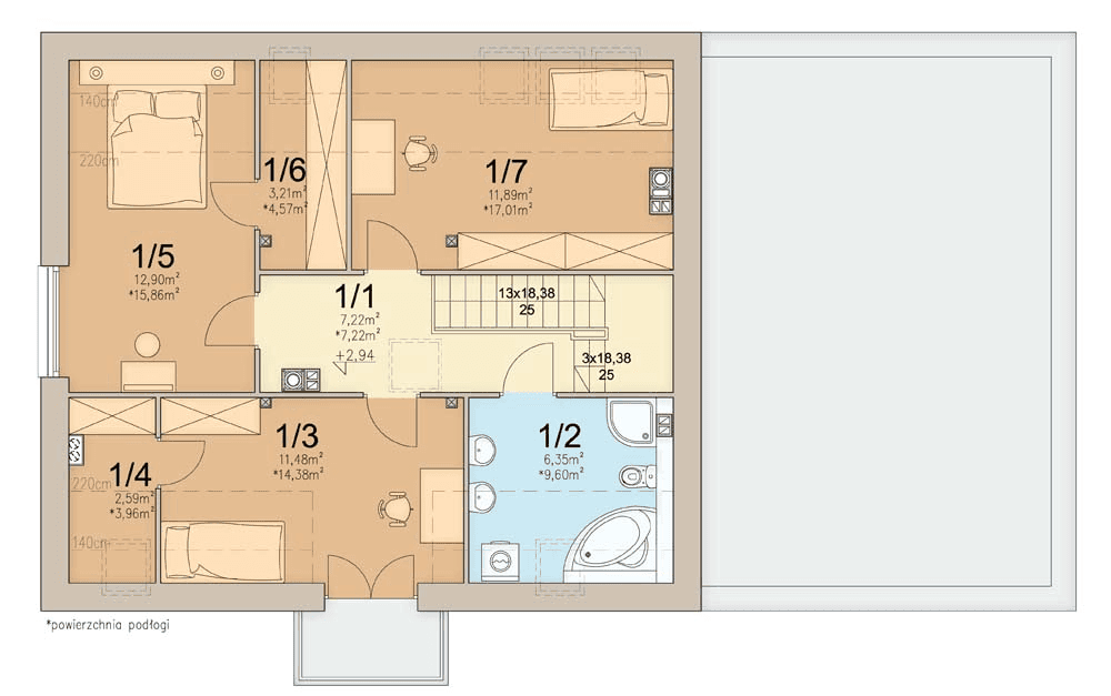 Rzut poddasza domu jednorodzinnego Tamarillo 6 modern s2
