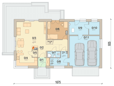 Rzut parteru domu jednorodzinnego Tamarillo 6 modern s2