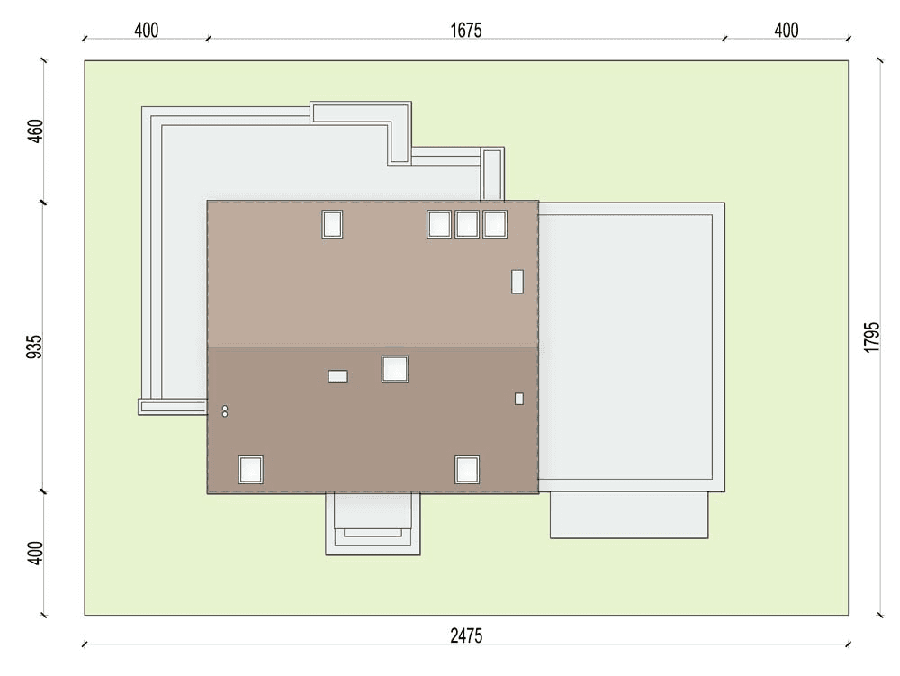 Rzut usytuowania domu jednorodzinnego Tamarillo 6 modern s2 na działce