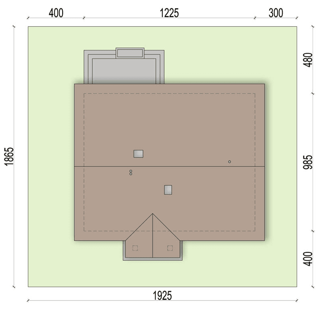 Rzut usytuowania domu jednorodzinnego Tamarynd 2 na działce