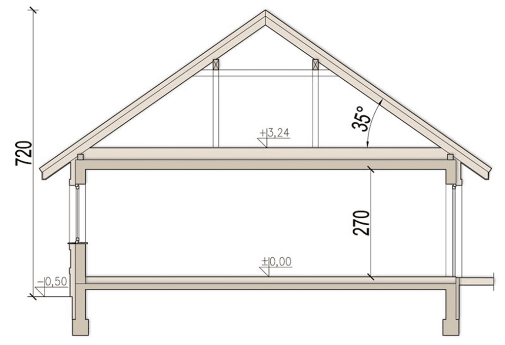 Przekrój domu jednorodzinnego Tamarynd 2