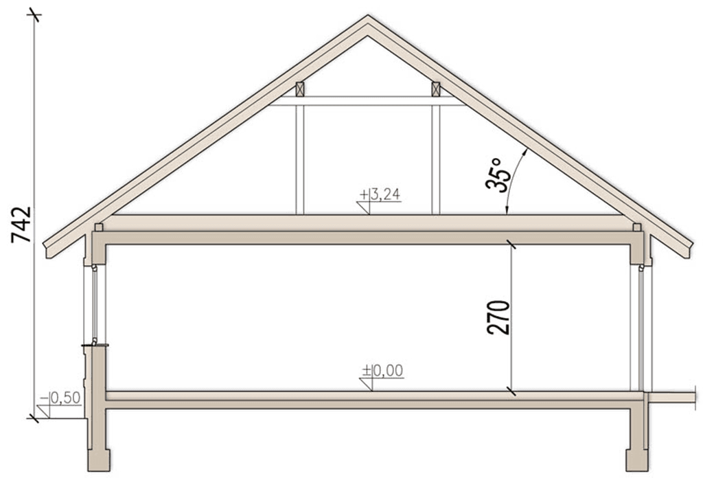 Przekrój domu jednorodzinnego Tamarynd 3