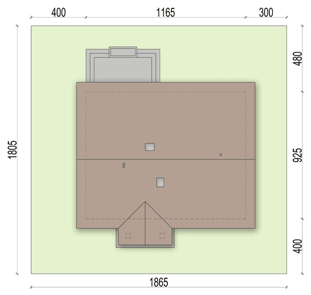 Rzut usytuowania domu jednorodzinnego Tamarynd na działce