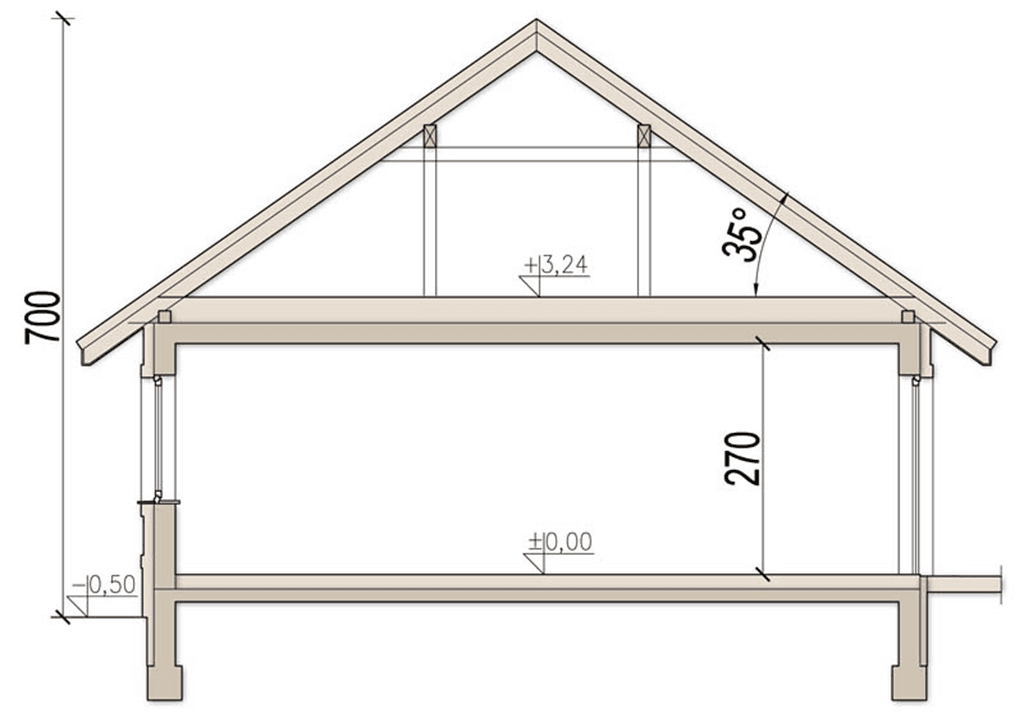 Przekrój domu jednorodzinnego Tamarynd