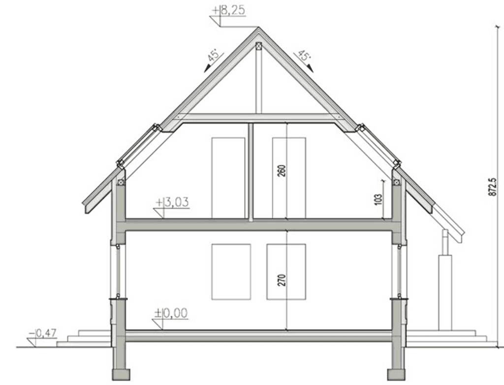 przekrój domu jednorodzinnego Tiramisu