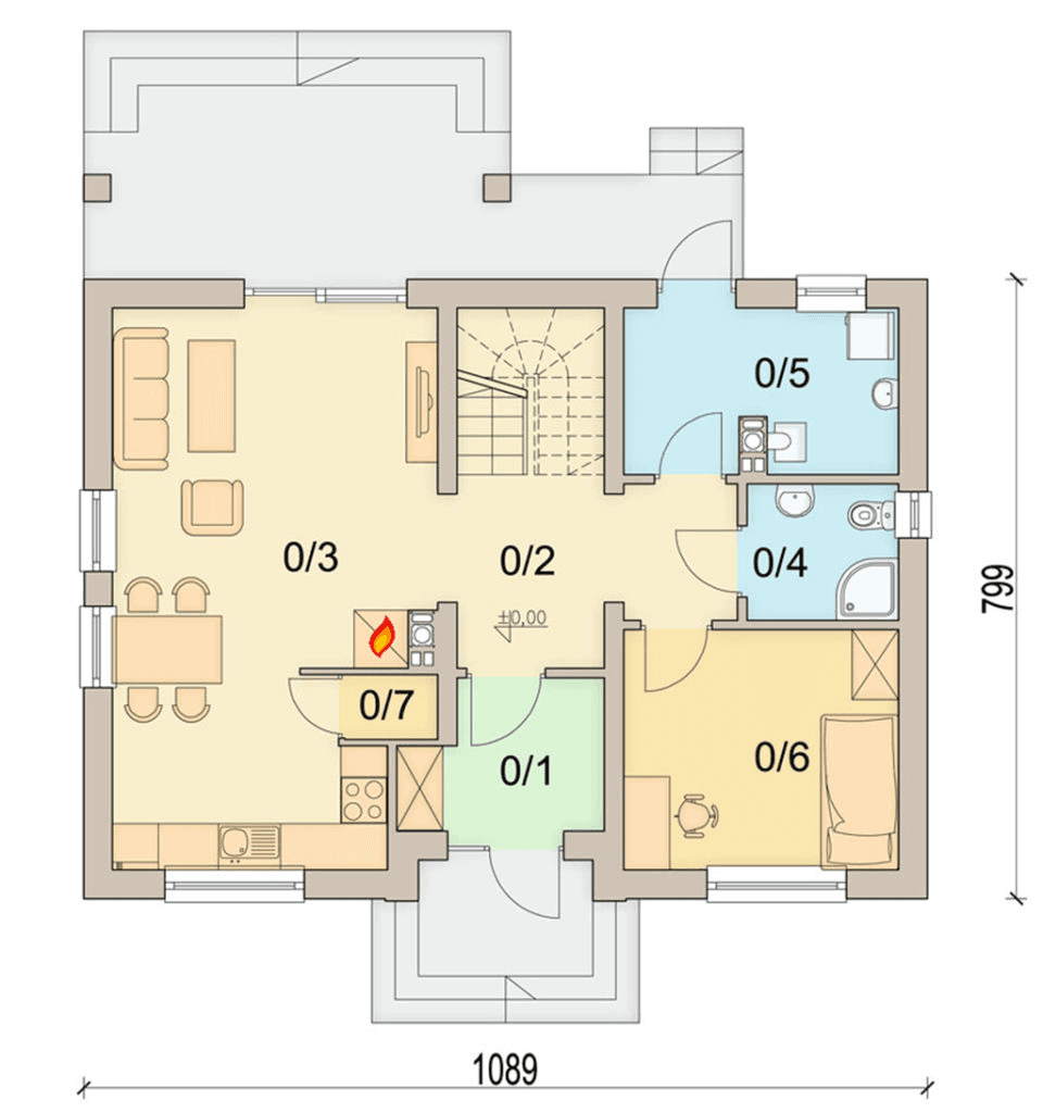 rzut parteru domu jednorodzinnego Tiramisu