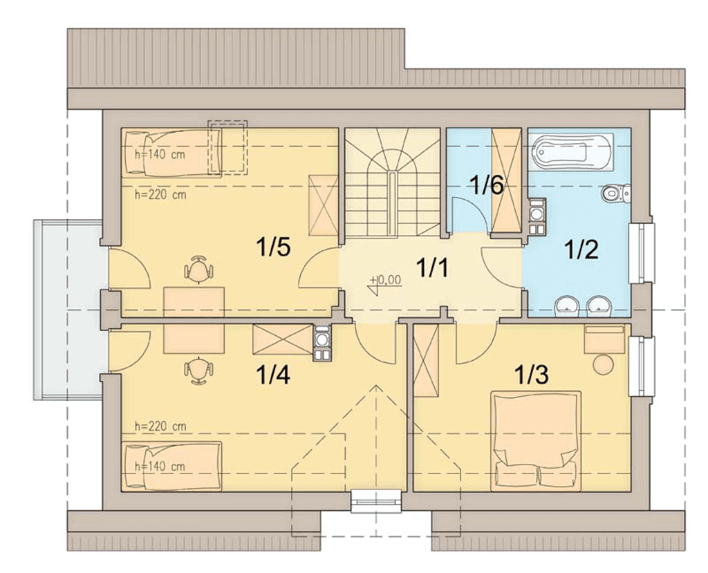 rzut poddasza domu jednorodzinnego Tiramisu