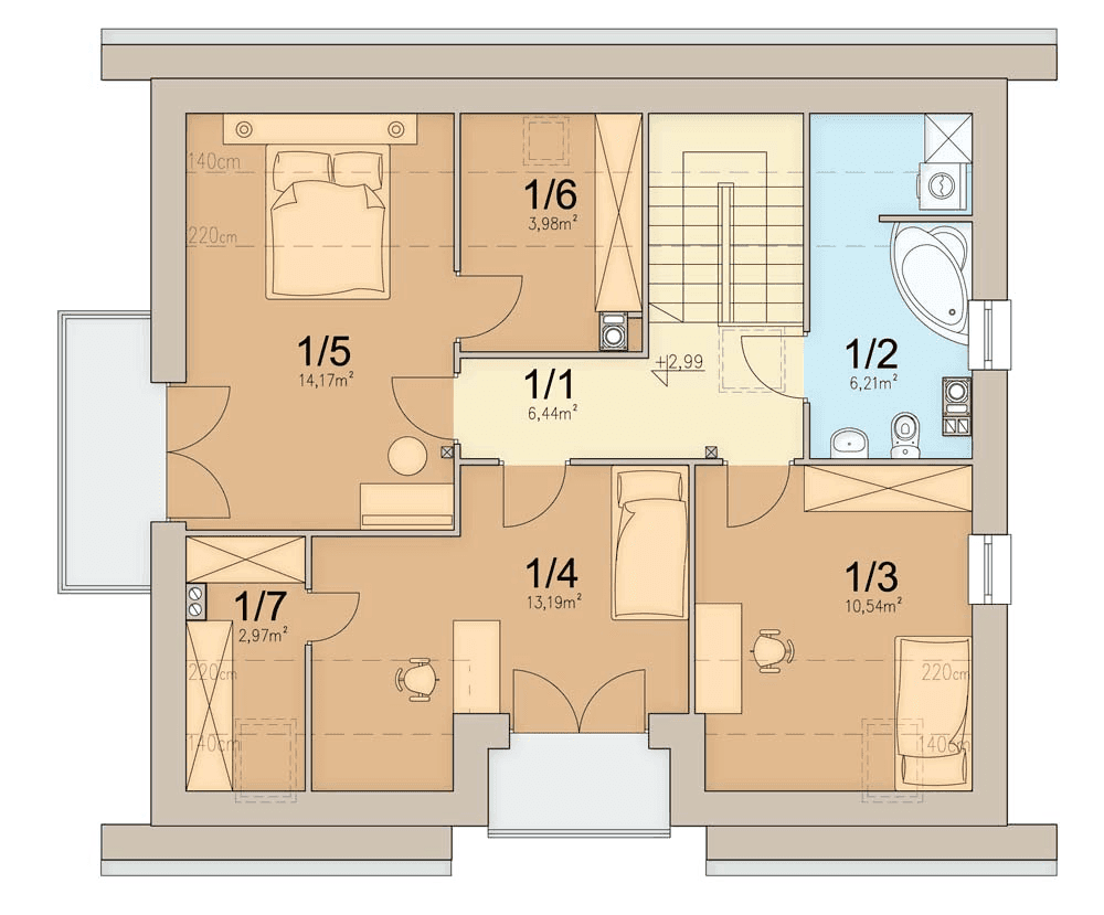 Rzut poddasza domu jednorodzinnego Tofi 4 modern