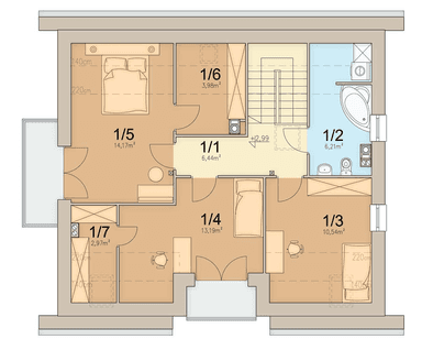 Rzut poddasza domu jednorodzinnego Tofi 4 modern