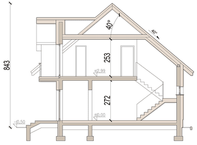 Przekrój domu jednorodzinnego Tofi 4 modern s2