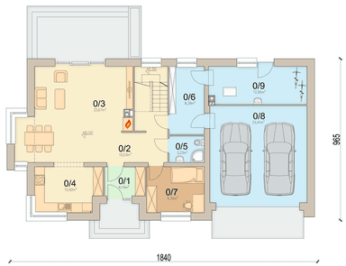 Rzut parteru domu jednorodzinnego Tofi 4 modern s2